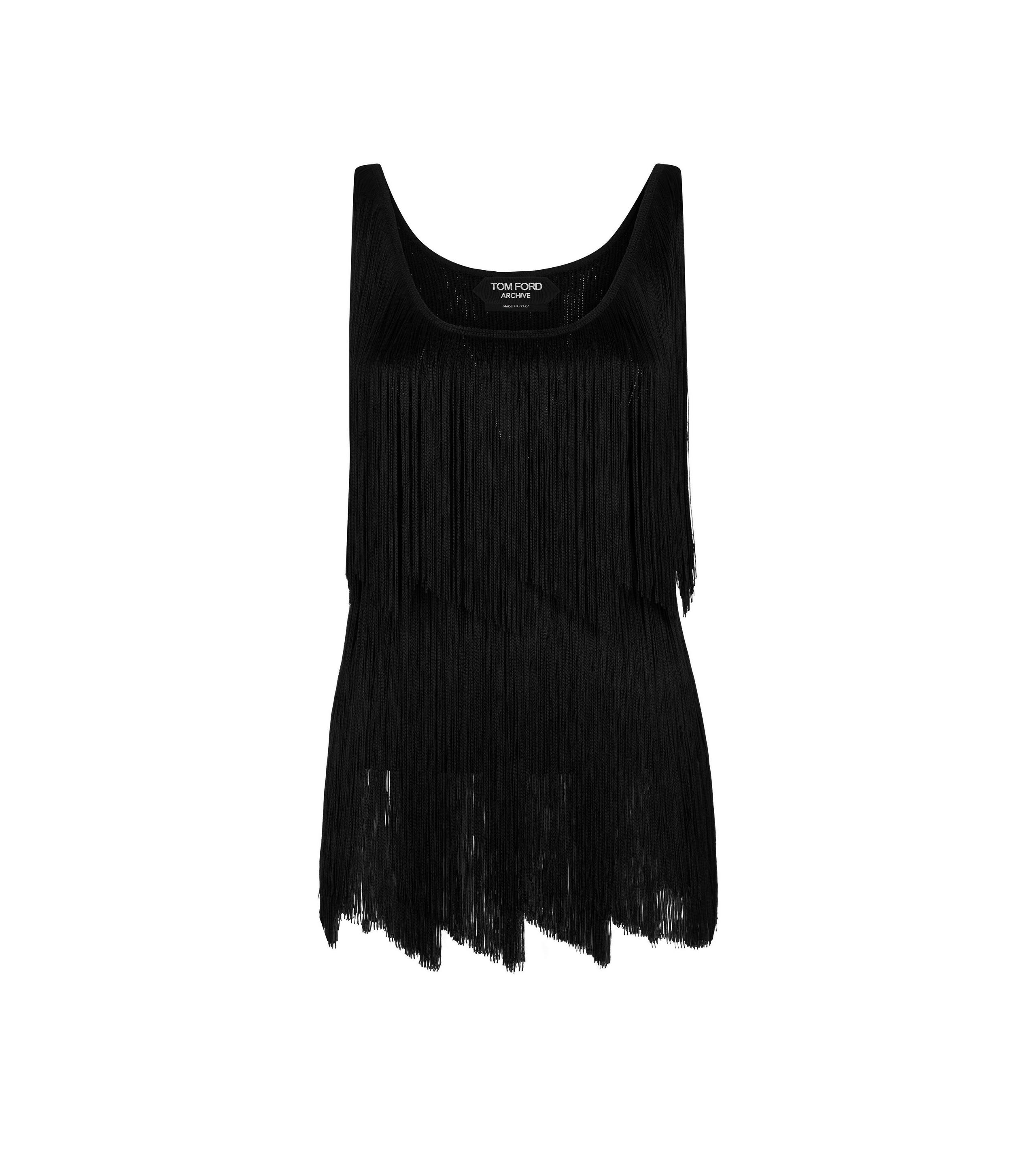 STRETCH VISCOSE FRINGE TANK TOP - 1