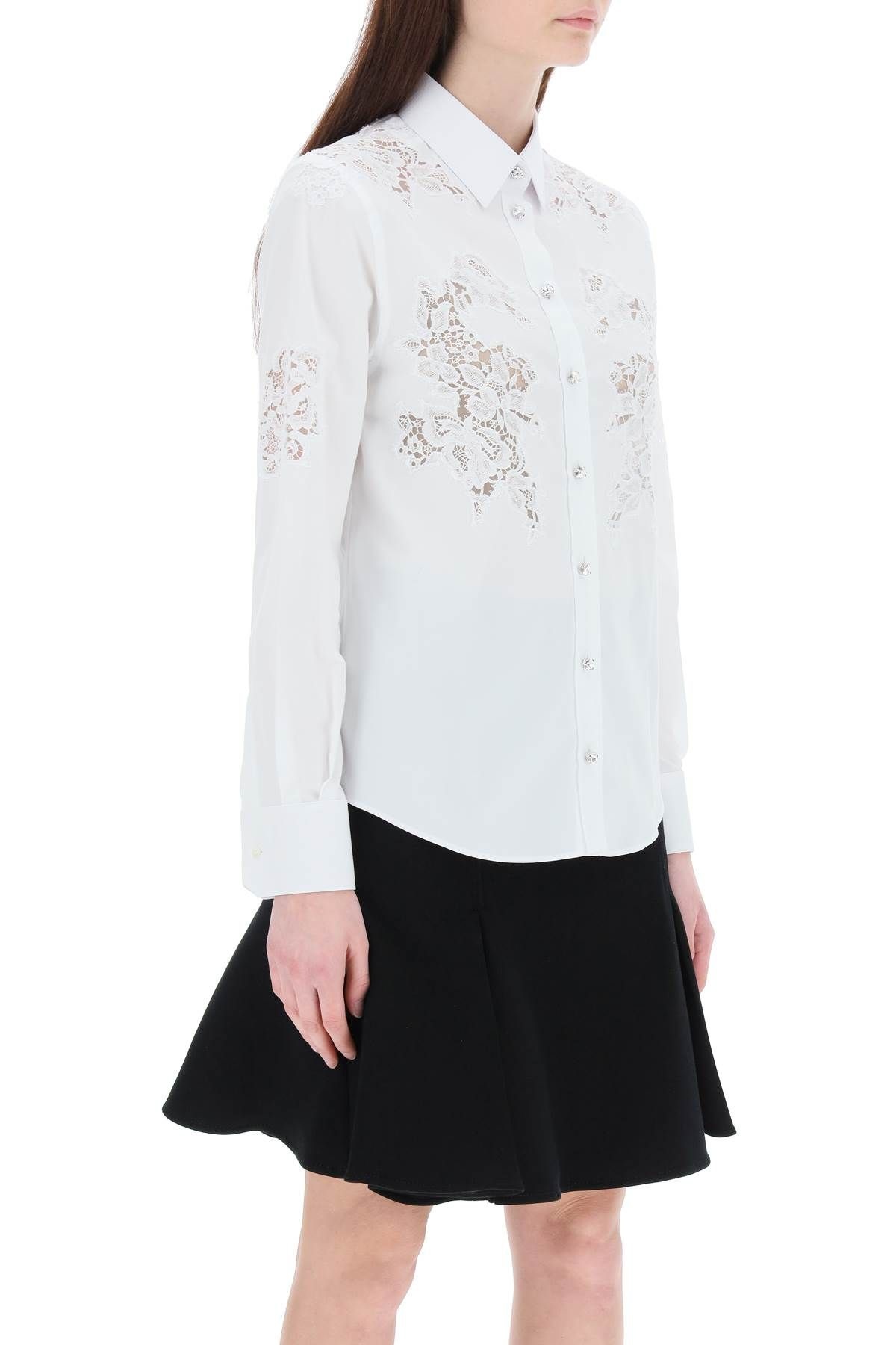 POPLIN SHIRT WITH LACE INSERTS - 3