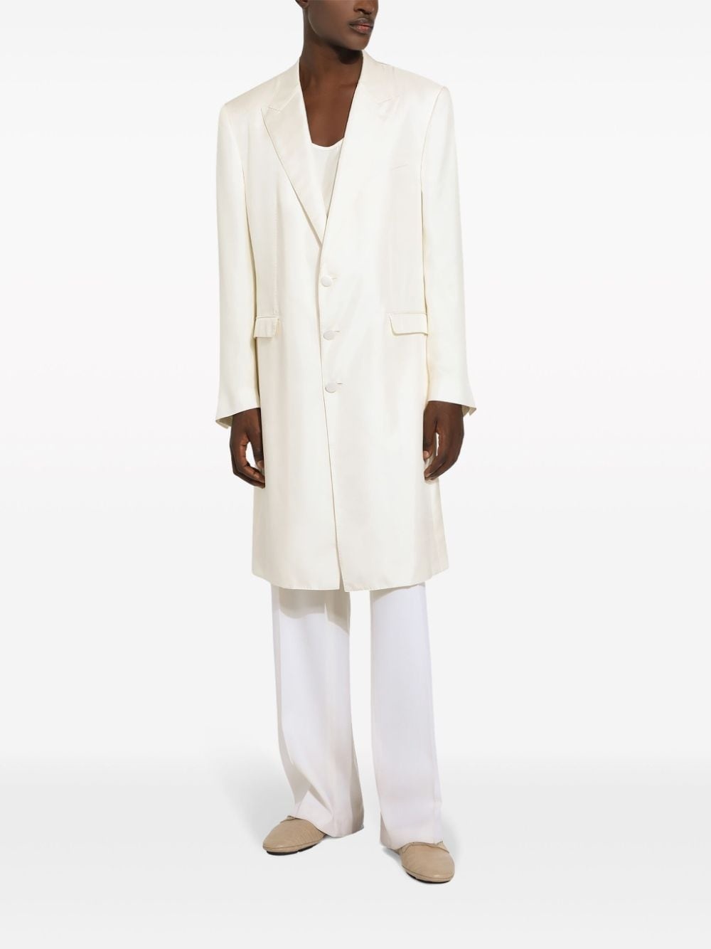 single-breasted silk coat - 3