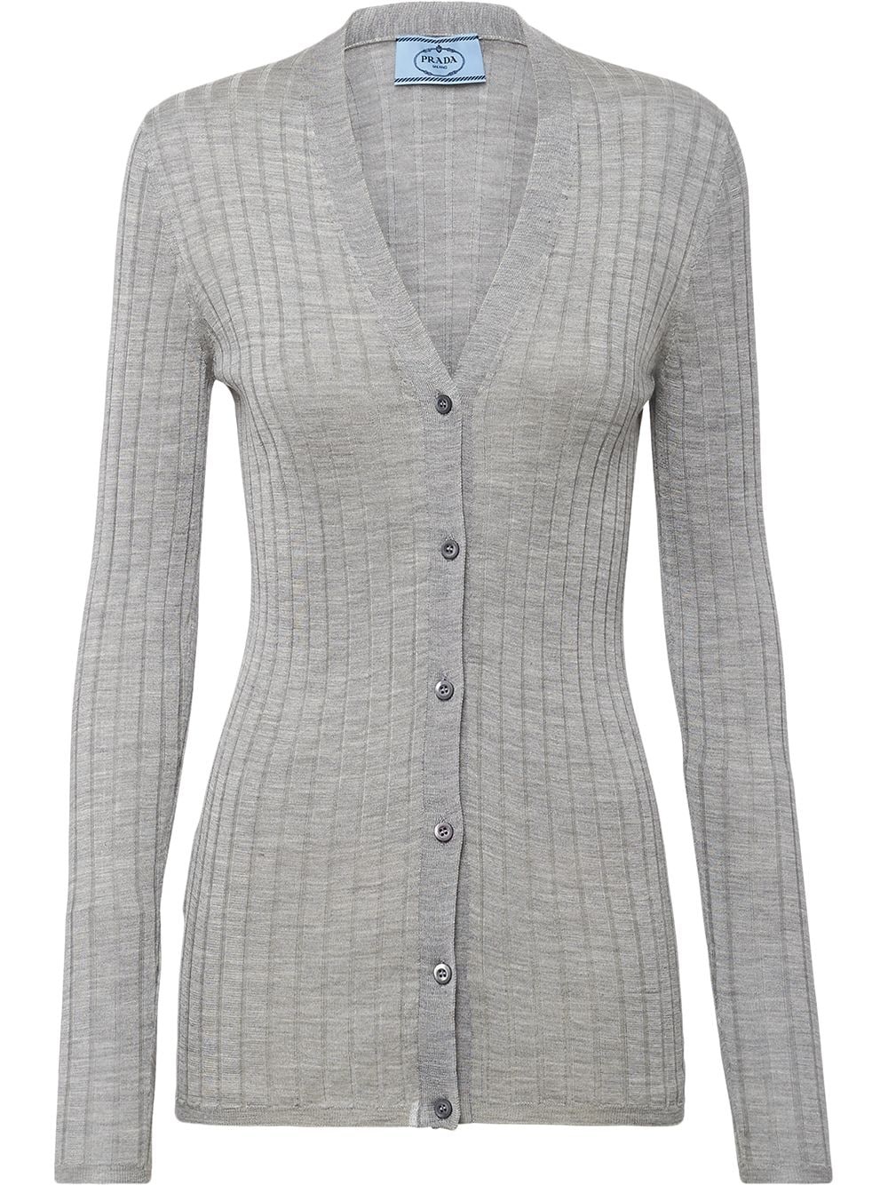 rib-knit silk cardigan - 1