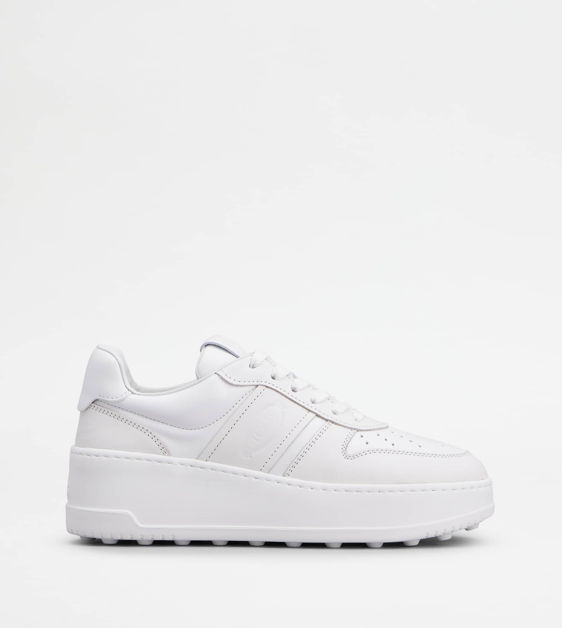 PLATFORM SNEAKERS IN LEATHER - WHITE - 1
