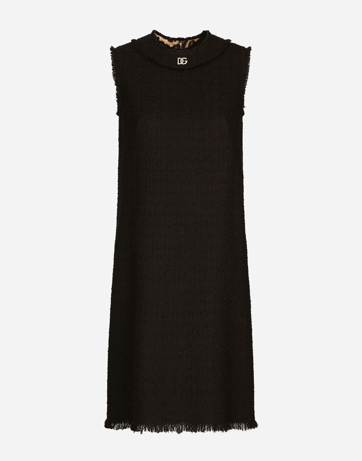 Raschel tweed calf-length dress with DG logo - 1