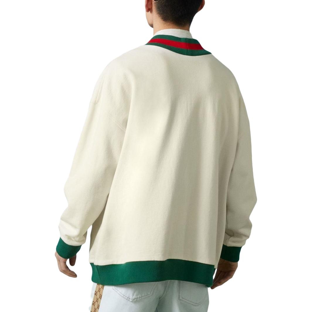 Gucci Cotton Jersey Cardigan With Web 'Off White' 752190-XJFV6-9150 - 4