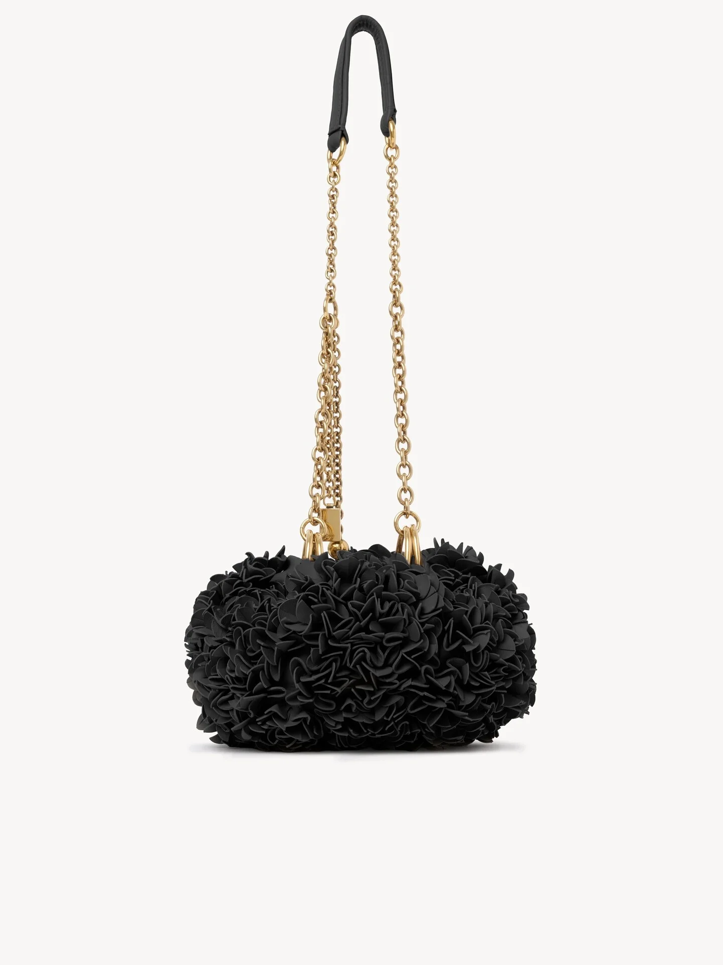CHLOÉ PLISSÉ SHOULDER BAG WITH CHAIN IN LEATHER FLOWERS - 1