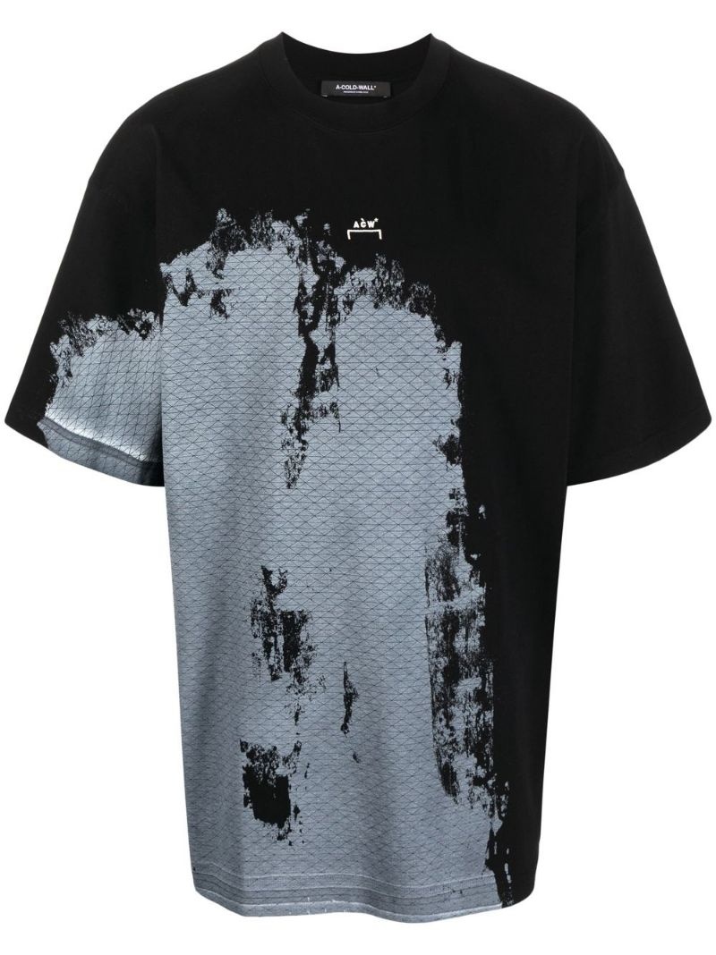 abstrast-print short-sleeved T-shirt - 1