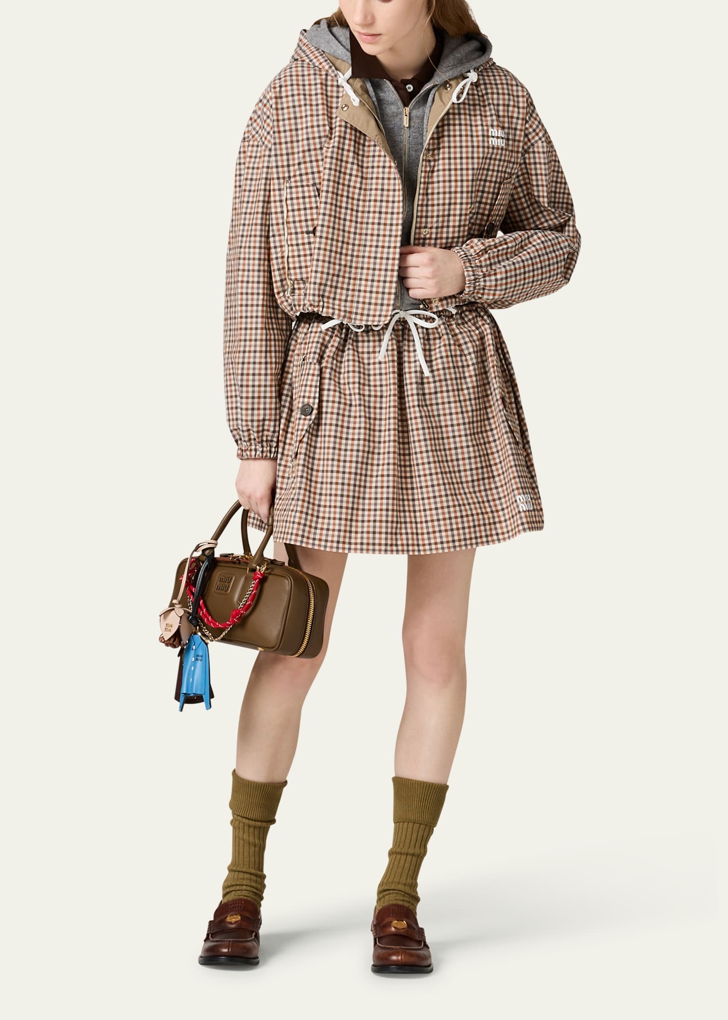 Check Drawstring Mini Skirt - 2