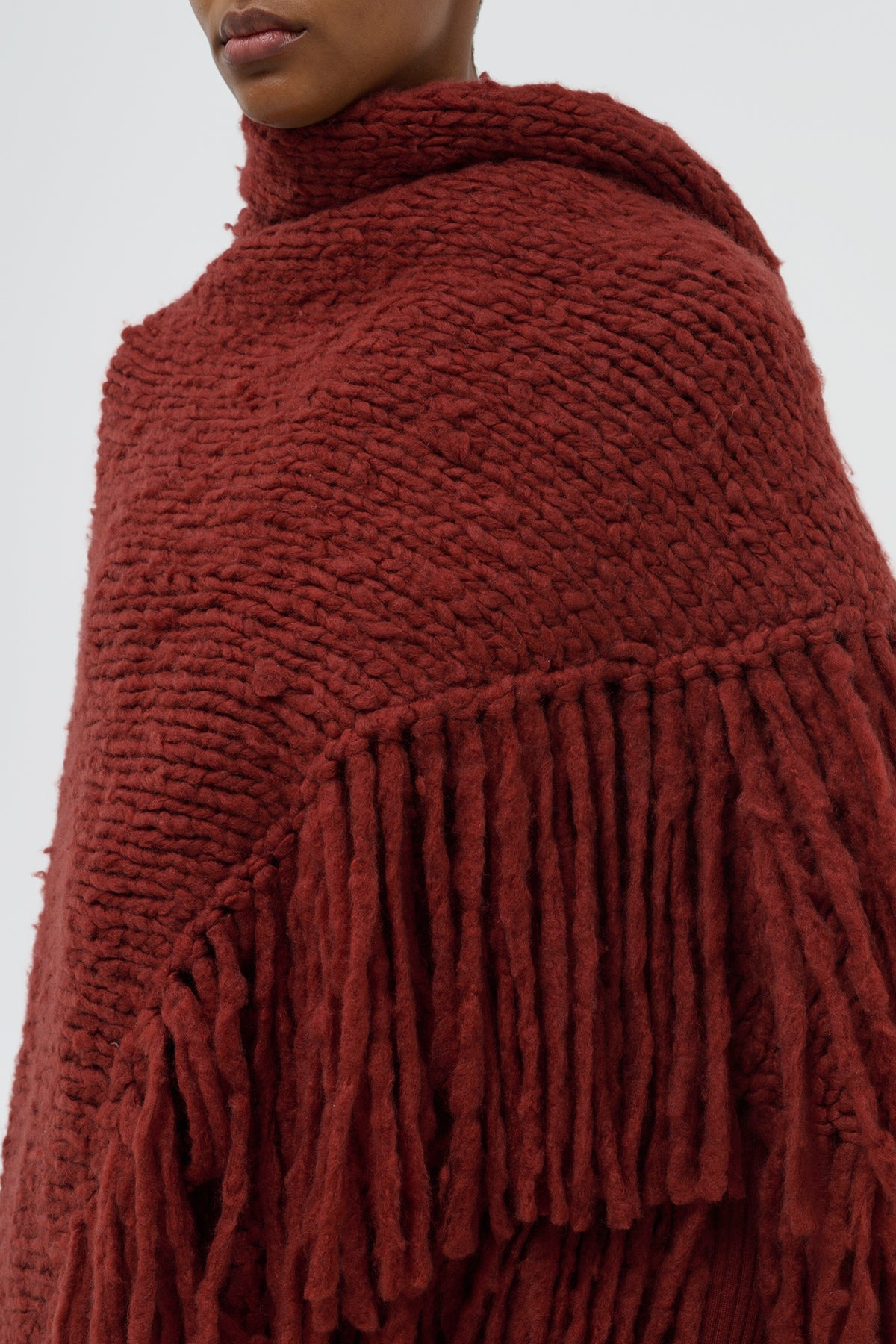 Lauren Knit Wrap in Burnt Sienna Welfat Cashmere - 3