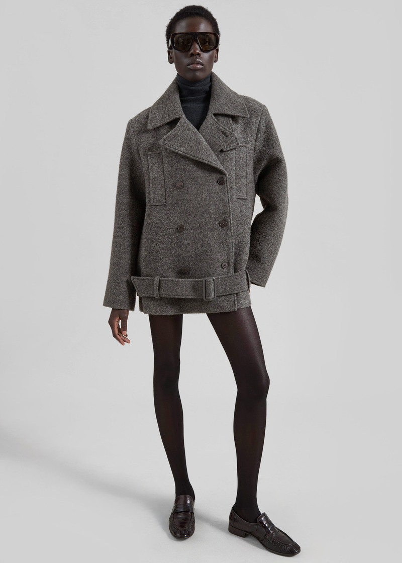 Scothern Brushed Wool Peacoat - Grey Melange 9