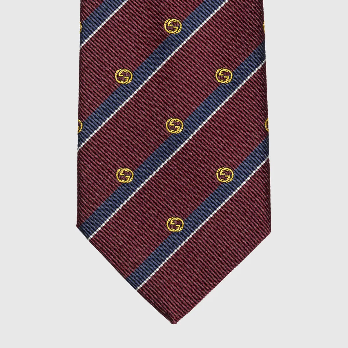 Striped silk tie with Interlocking G - 3