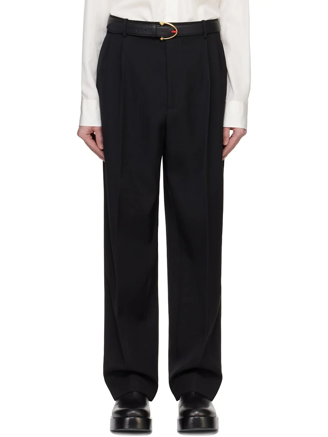Black Wool Twill Trousers - 1