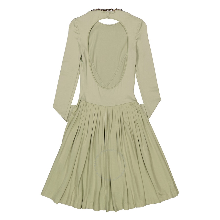 Burberry Open-back Stretch Silk And Crepe Pleated Chain Detail Dress - 7