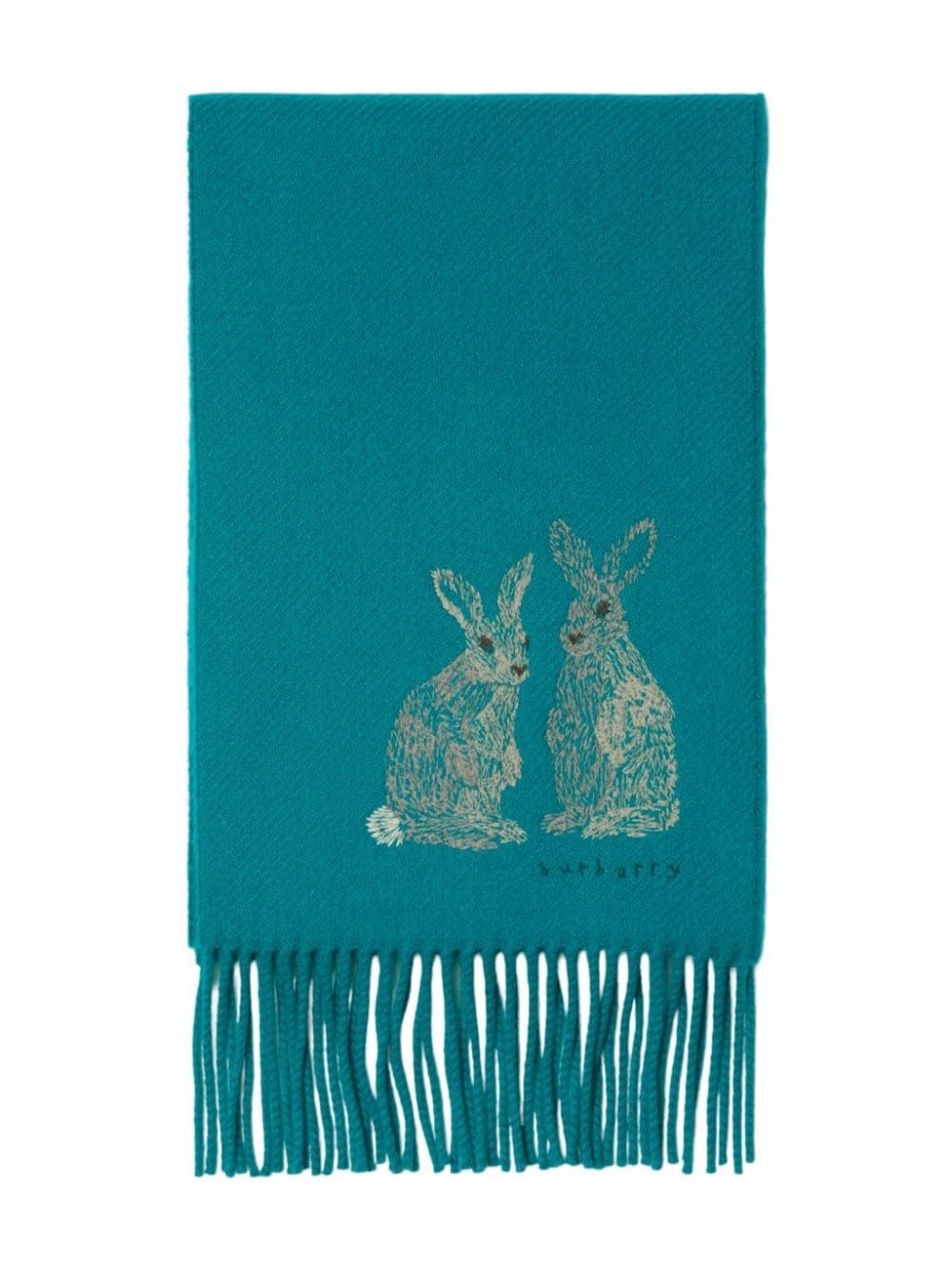 rabbit embroidery cashmere scarf - 2