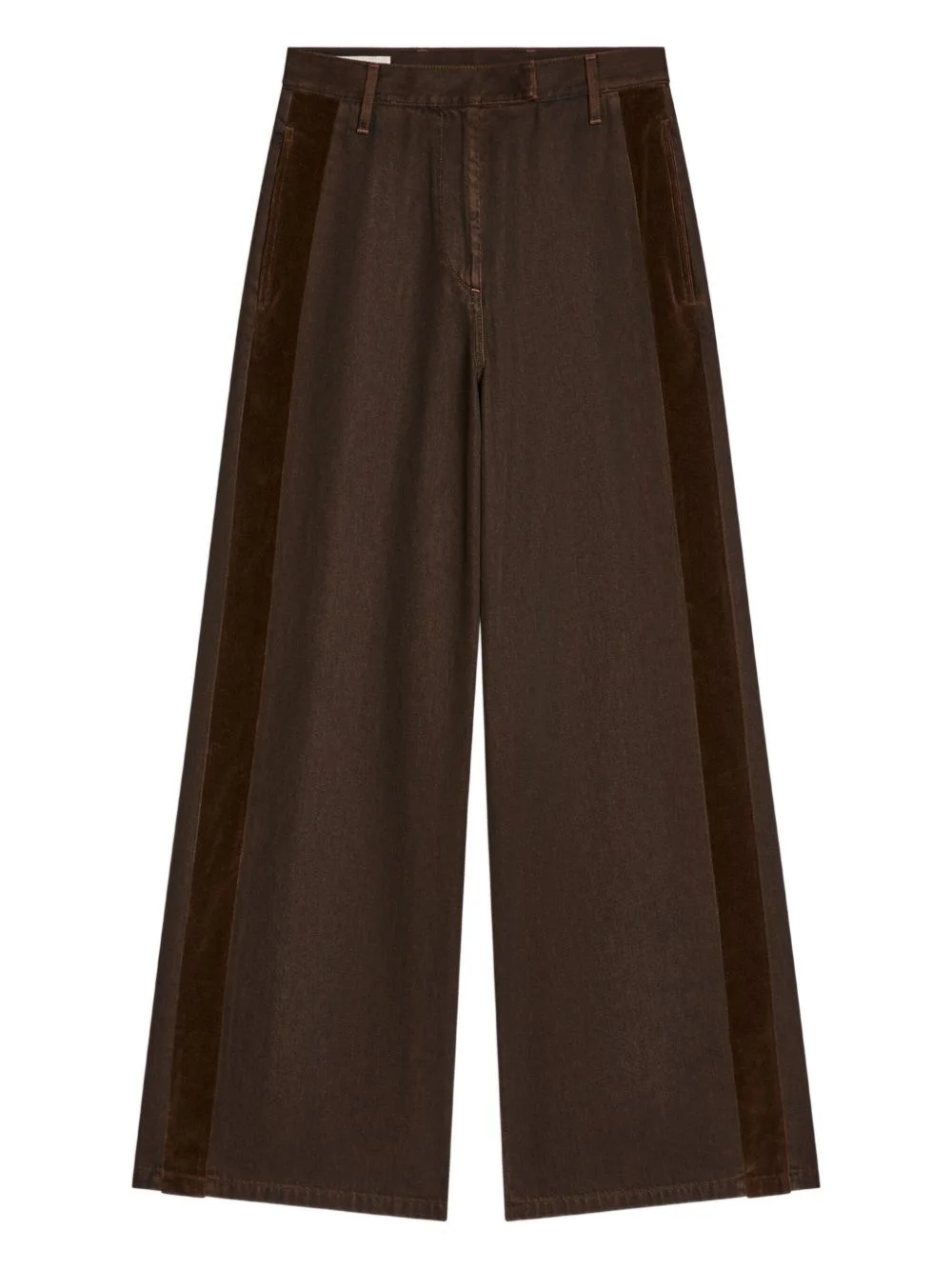 stripe-details denim trousers - 1