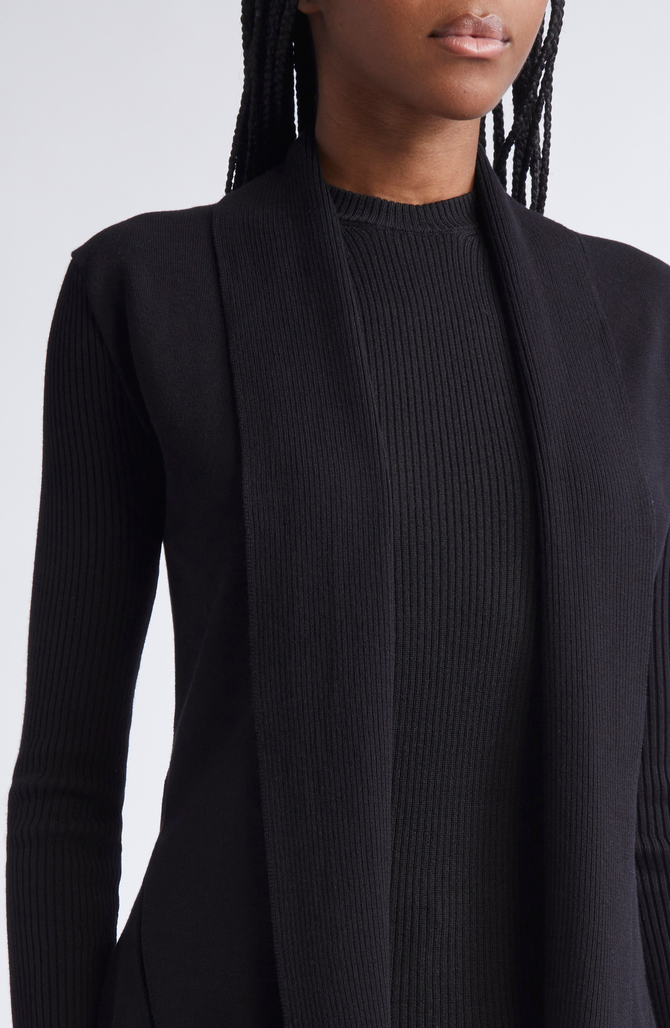 Rick Owens Open Front Rib Cardigan in Black at Nordstrom - 5