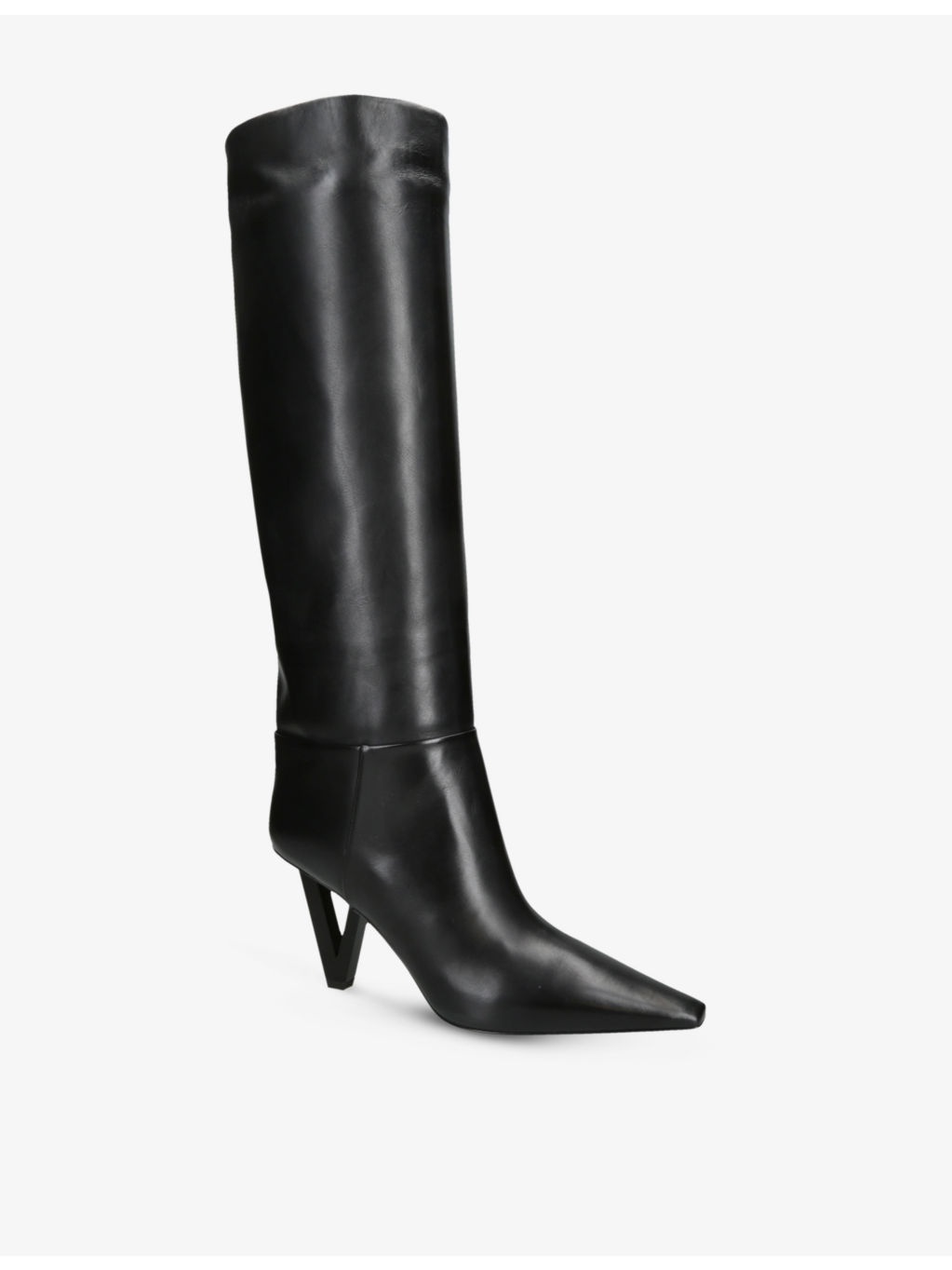 V2025 85 Leather Heeled Knee-High Boots - 2