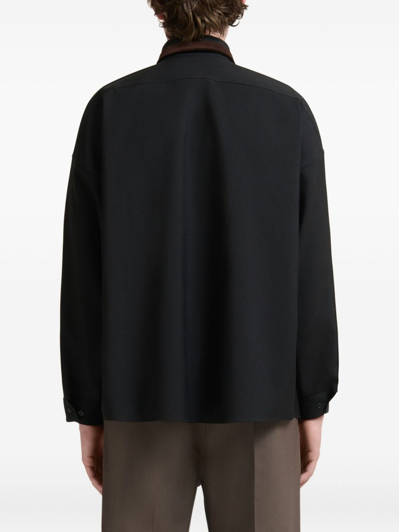 velvet-collared logo shirt 4
