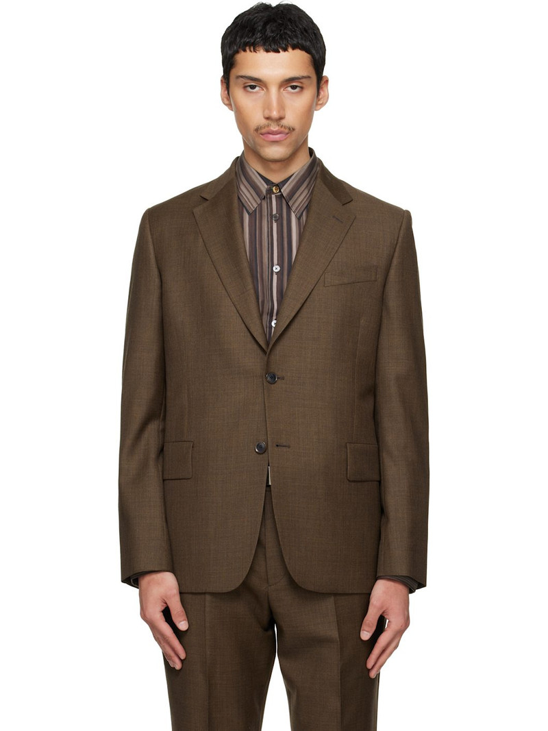 Brown Two-Piece 'The Brierley' Sharkskin Wool Suit 1