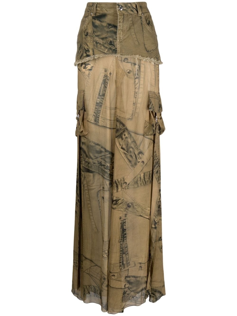 graphic-print layered maxi skirt - 1