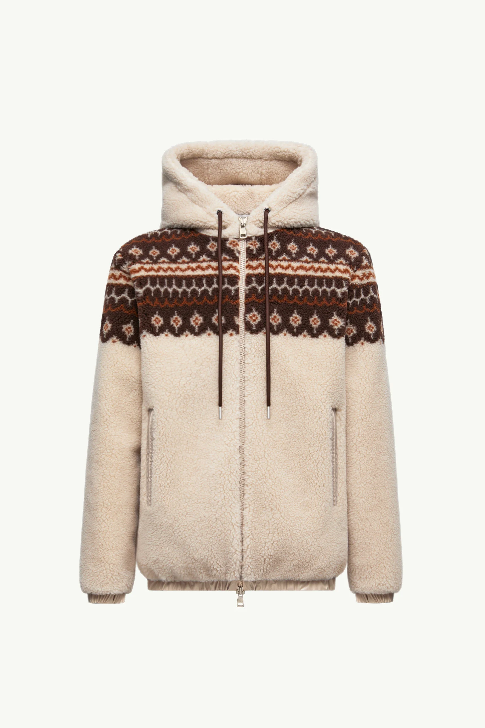 Geometric Jacquard Wool Blend Hoodie - 1
