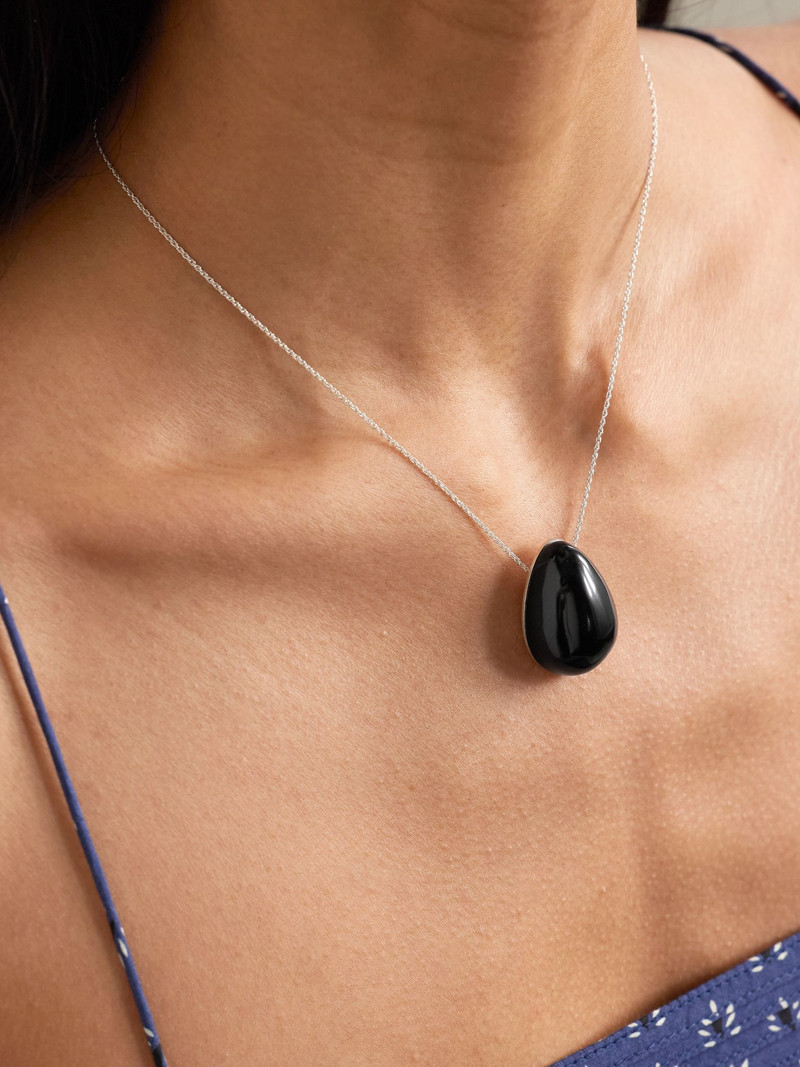 Sophie Buhai Everyday Egg silver onyx necklace Black outlook