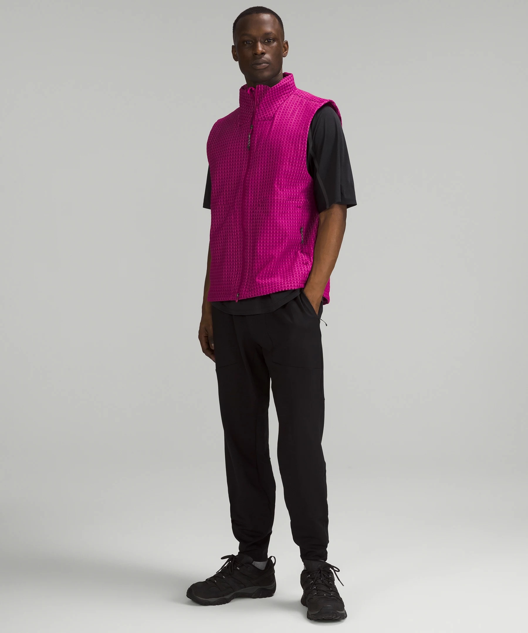 Water-Repellent Grid Fleece Hiking Vest - 2