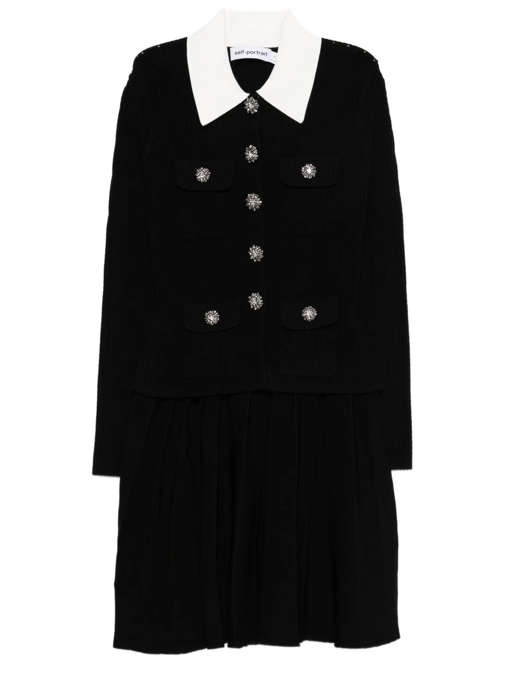 embellished collared mini dress - 1