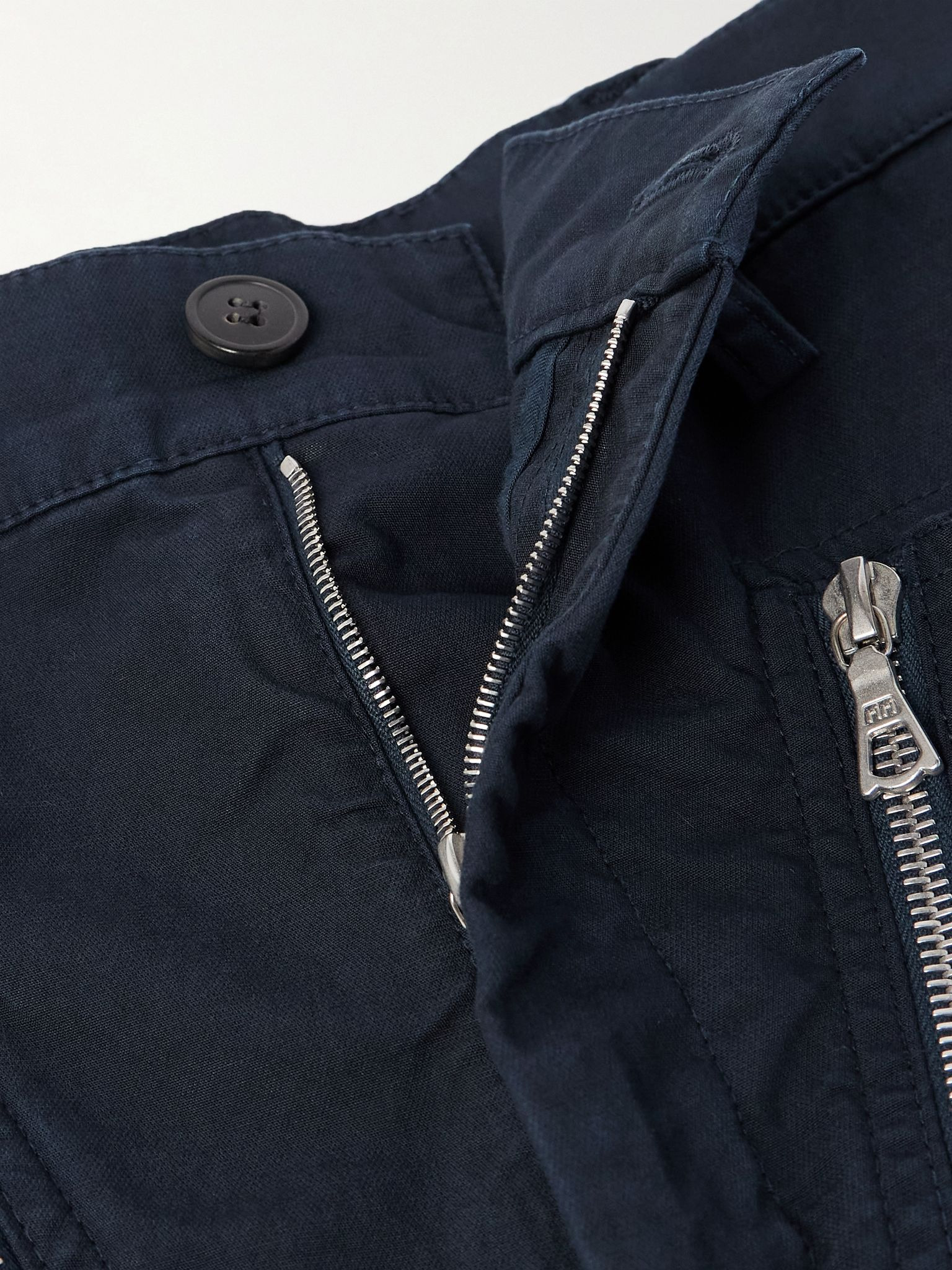 Straight-Leg Zip-Detailed Cotton Trousers Navy - 6