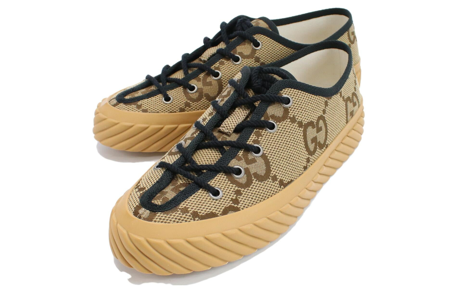 Gucci Maxi GG Lace-Up Sneakers 'Beige Black' 703031-UKOH0-2590 - 2