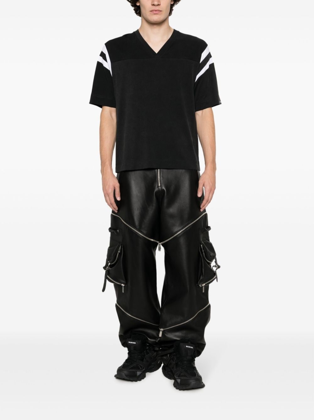 adjustable leather cargo trousers - 2