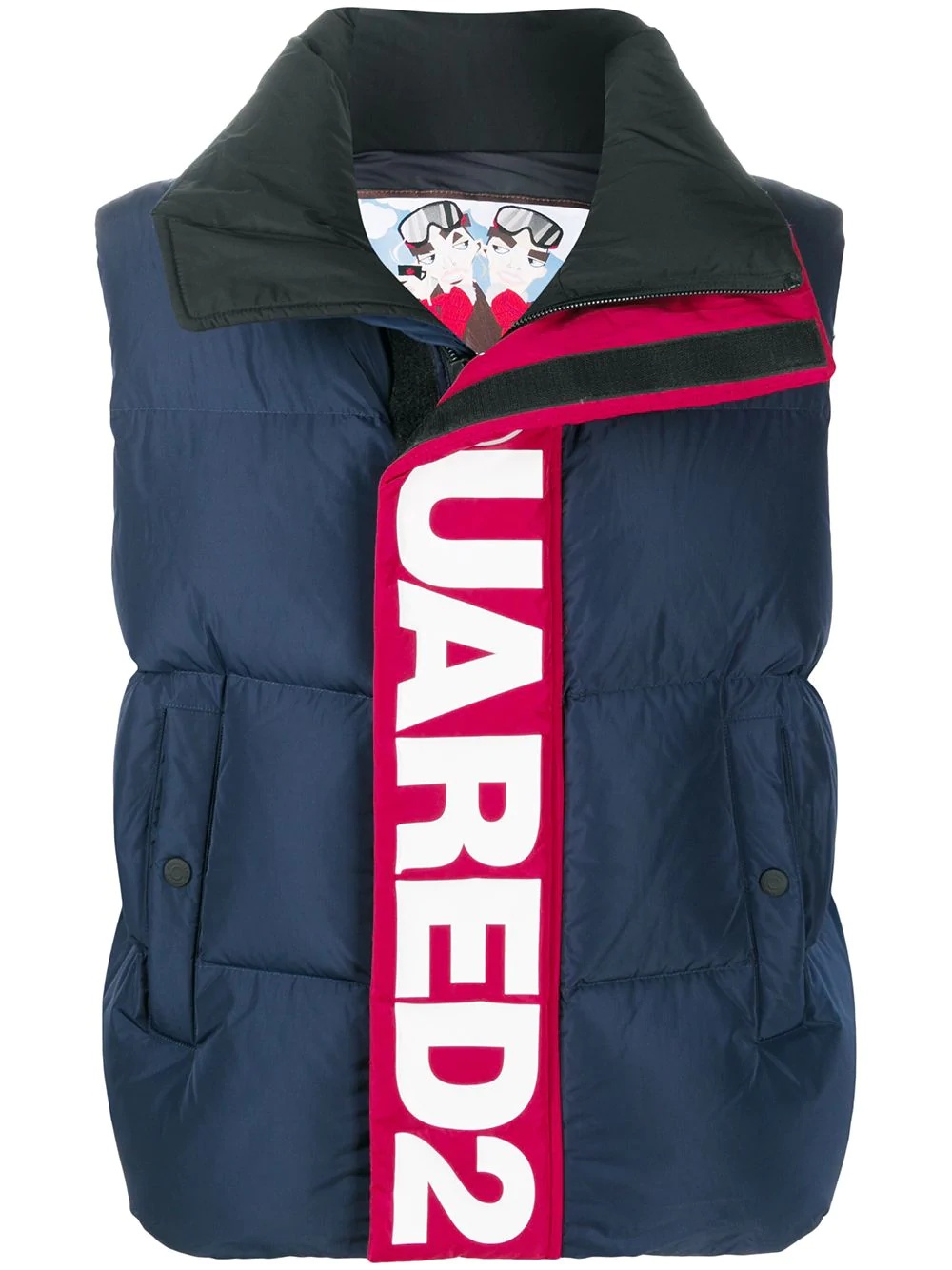 padded logo print gilet - 1