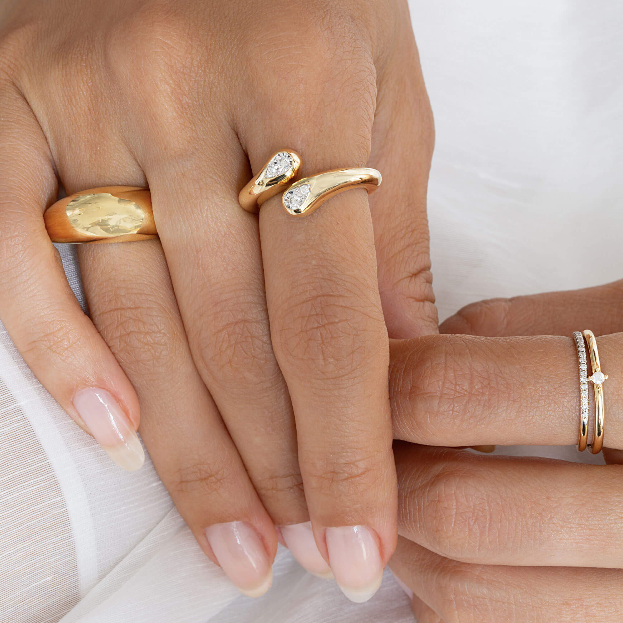 Perfect Pear Diamond Hug Ring - 10