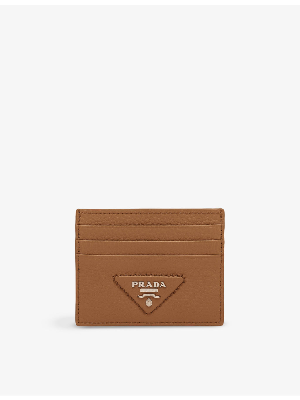 Brand-plaque grained-leather card holder - 1
