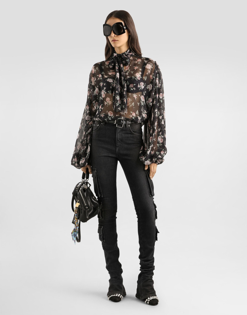 Dolce & Gabbana Vintage rose-print chiffon top outlook