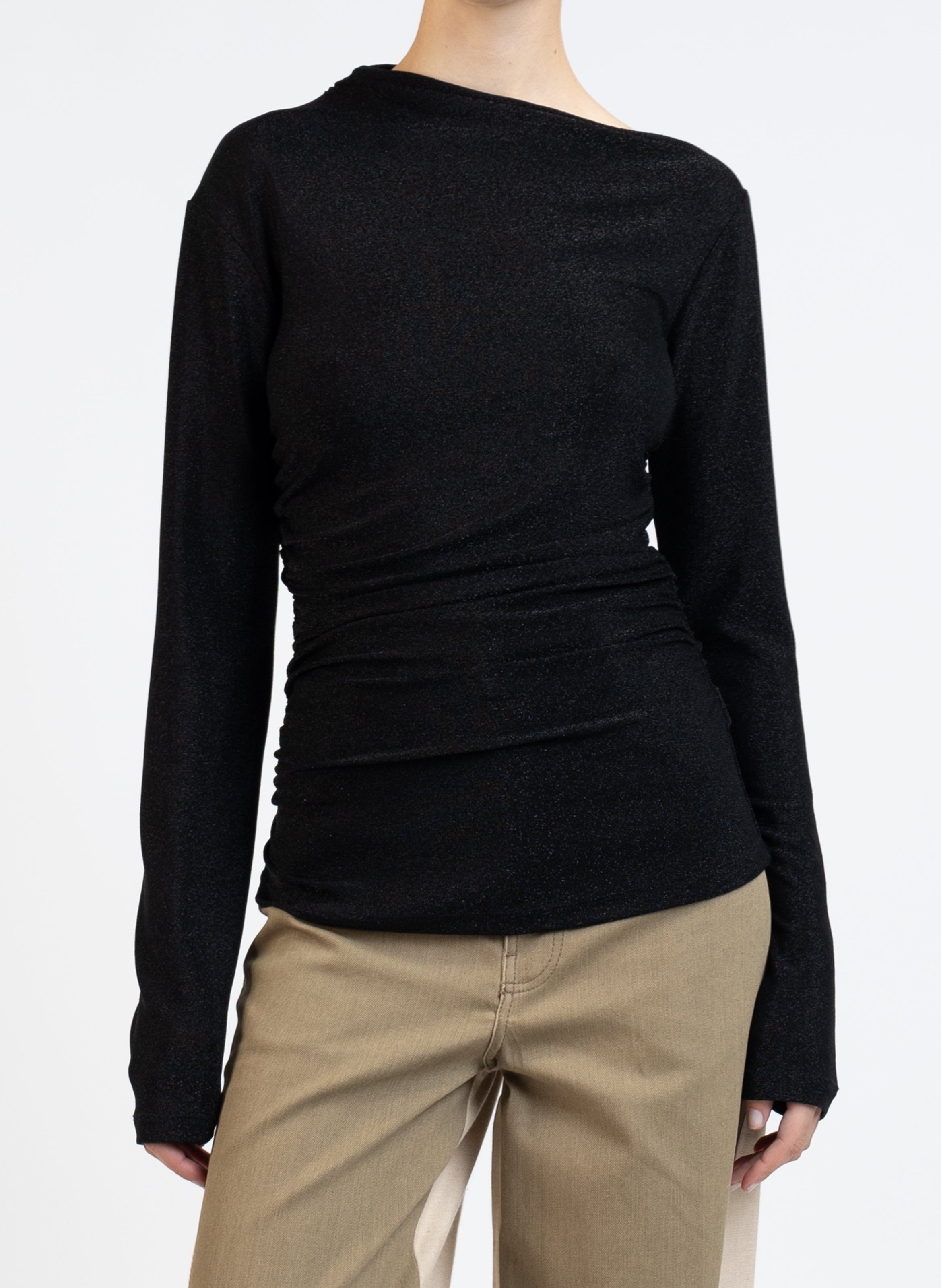 Draped Jersey Top/Black - 2