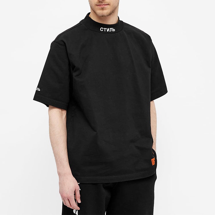 HERON PRESTON SS21 CTNMB Turtleneck T-shirt 'Black White' HMAA021R21JER0011001 - 3