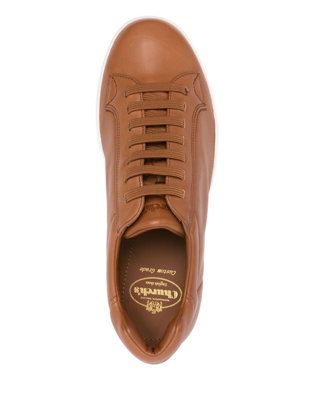 elastic-lace leather sneakers - 4