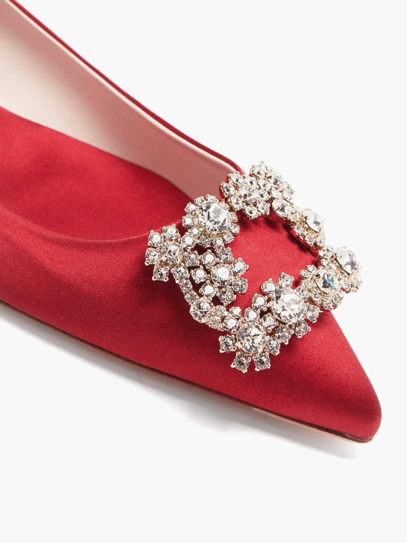 Flower Strass point-toe satin flats - 6