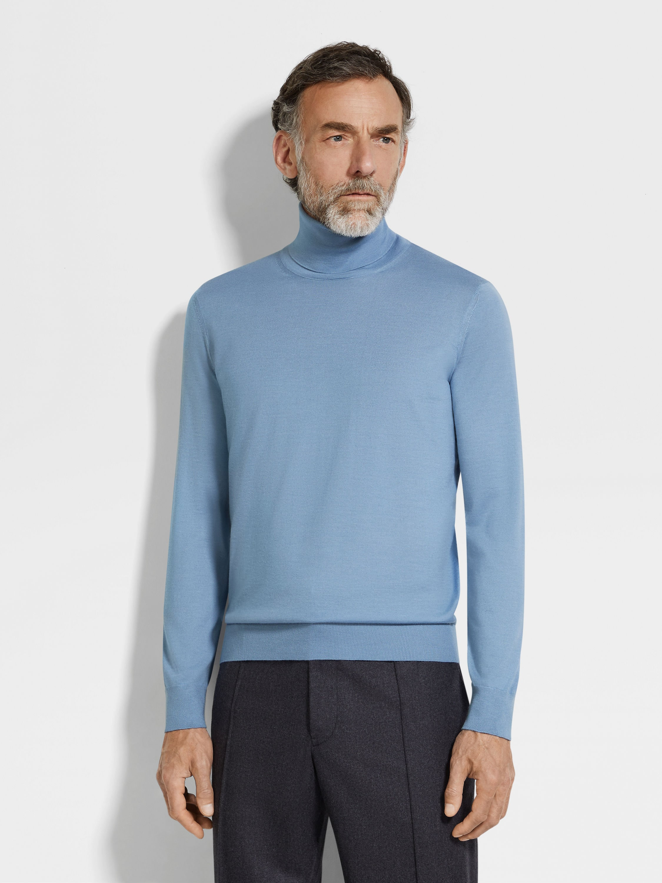 LIGHT BLUE MÉLANGE CASHSETA TURTLENECK - 4
