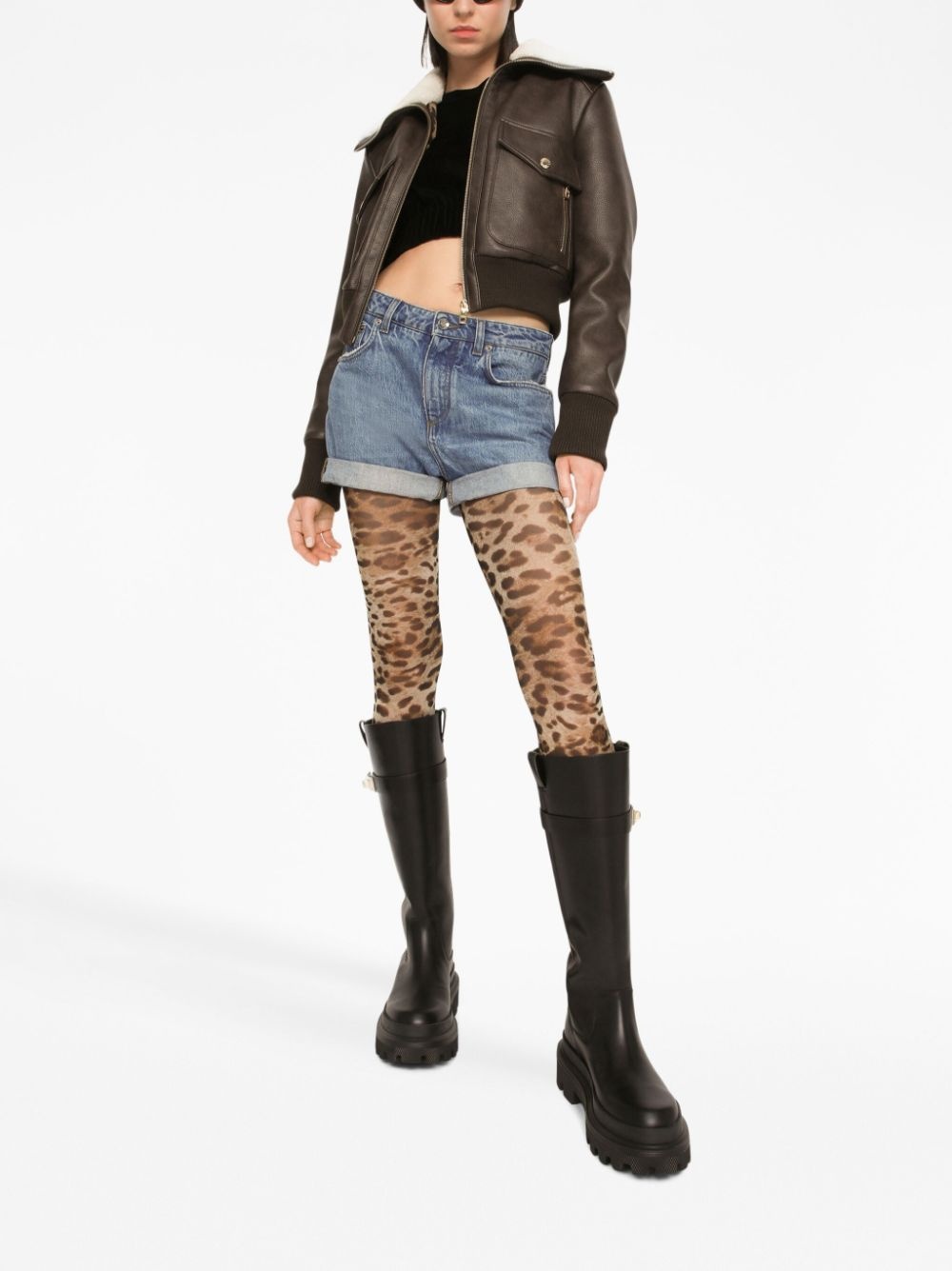 shearling-collar bomber jacket - 2