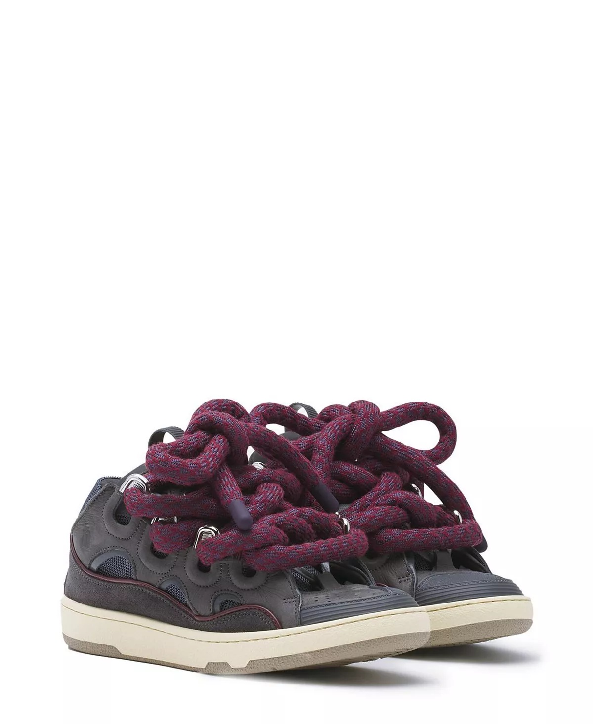 Women's Curb Sneakers in Leather with Snake Laces - 1