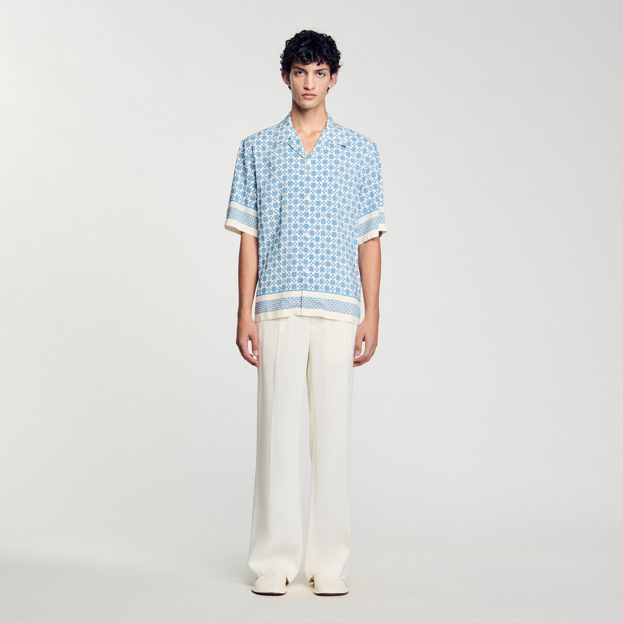 SQUARE CROSS MOTIF FLOWING SHIRT - 2
