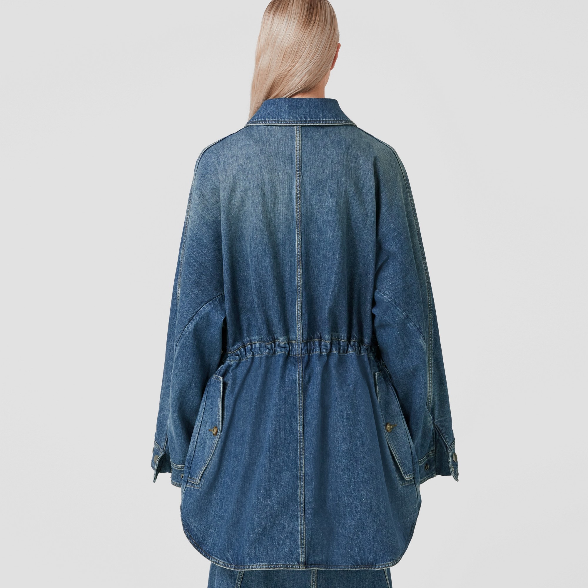 Stonewashed Denim Oversized Field Jacket - 3