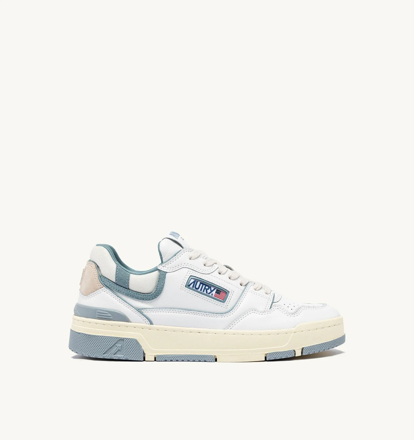 CLC LOW SNEAKERS IN WHITE LEATHER AND SILVER BLUE SUEDE - 1