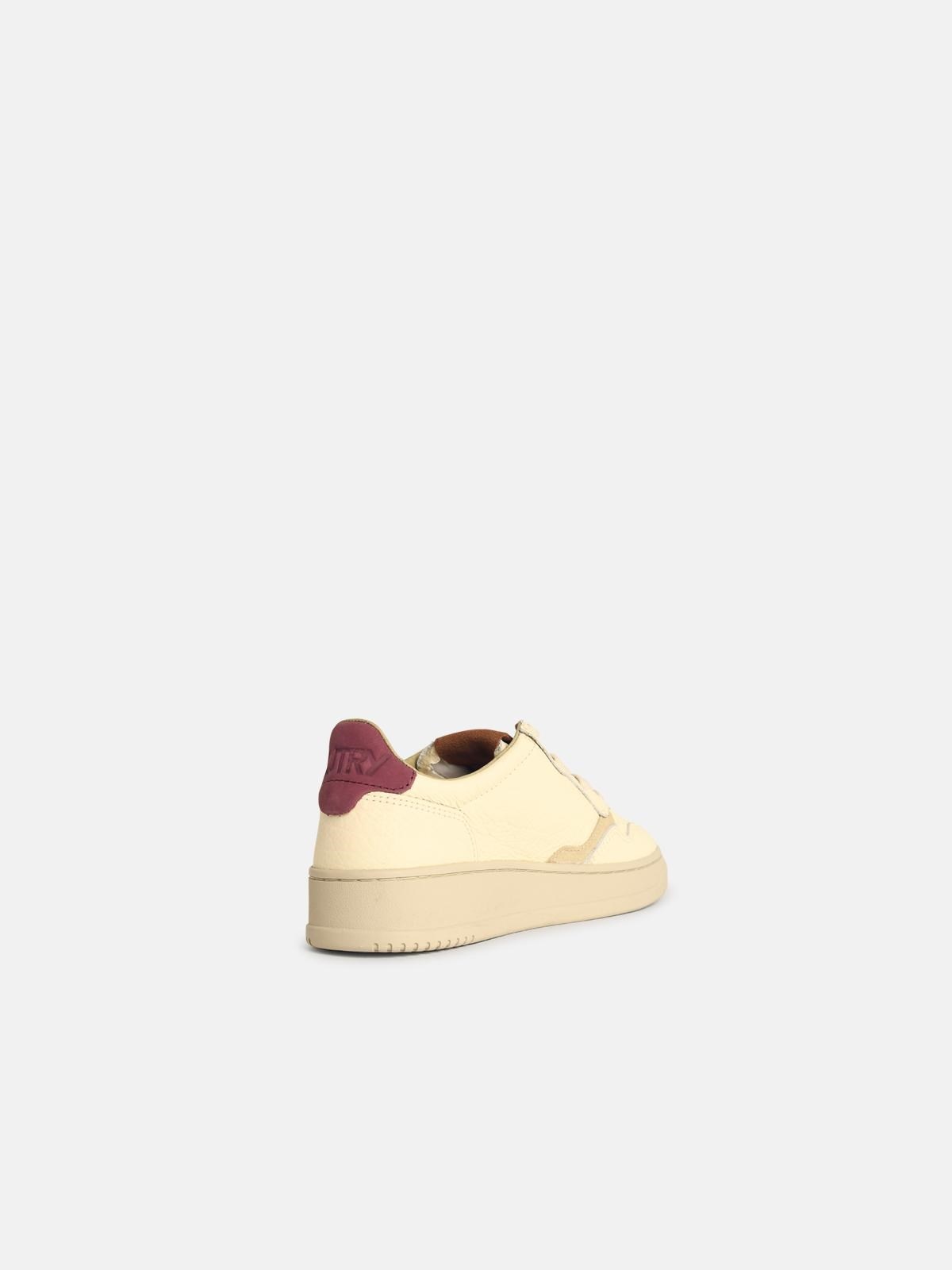 'MEDALIST LOW' MARSHMALLOW AND 'BURGUNDY' LEATHER SNEAKERS - 3