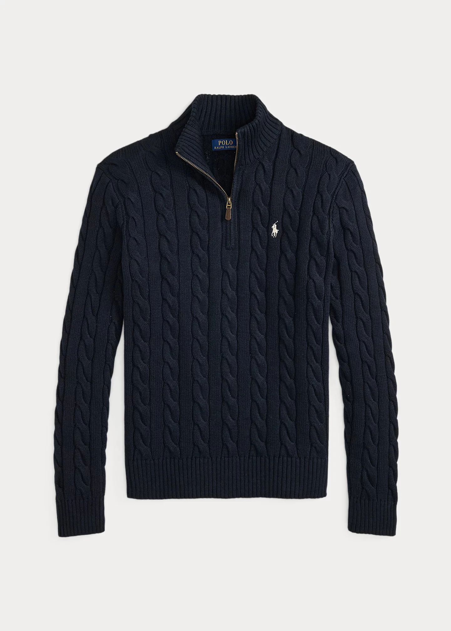 Cable-Knit Cotton Quarter-Zip Sweater - 1