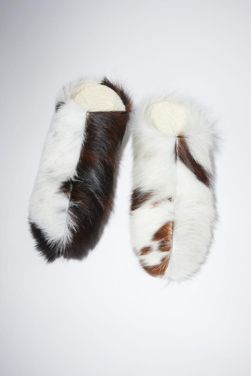 Studded fur mules - Multi brown 4