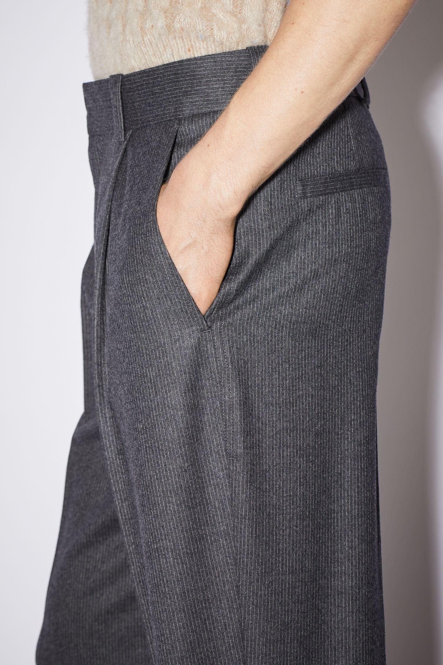 Pinstriped trousers - Grey Melange - 5