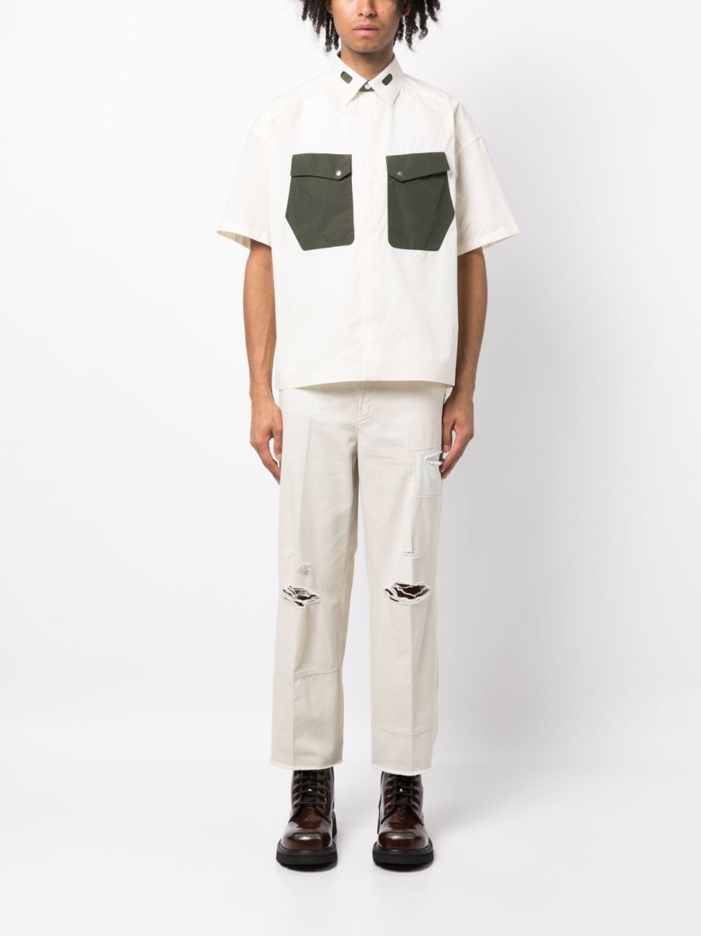 distressed straight-leg trousers - 2