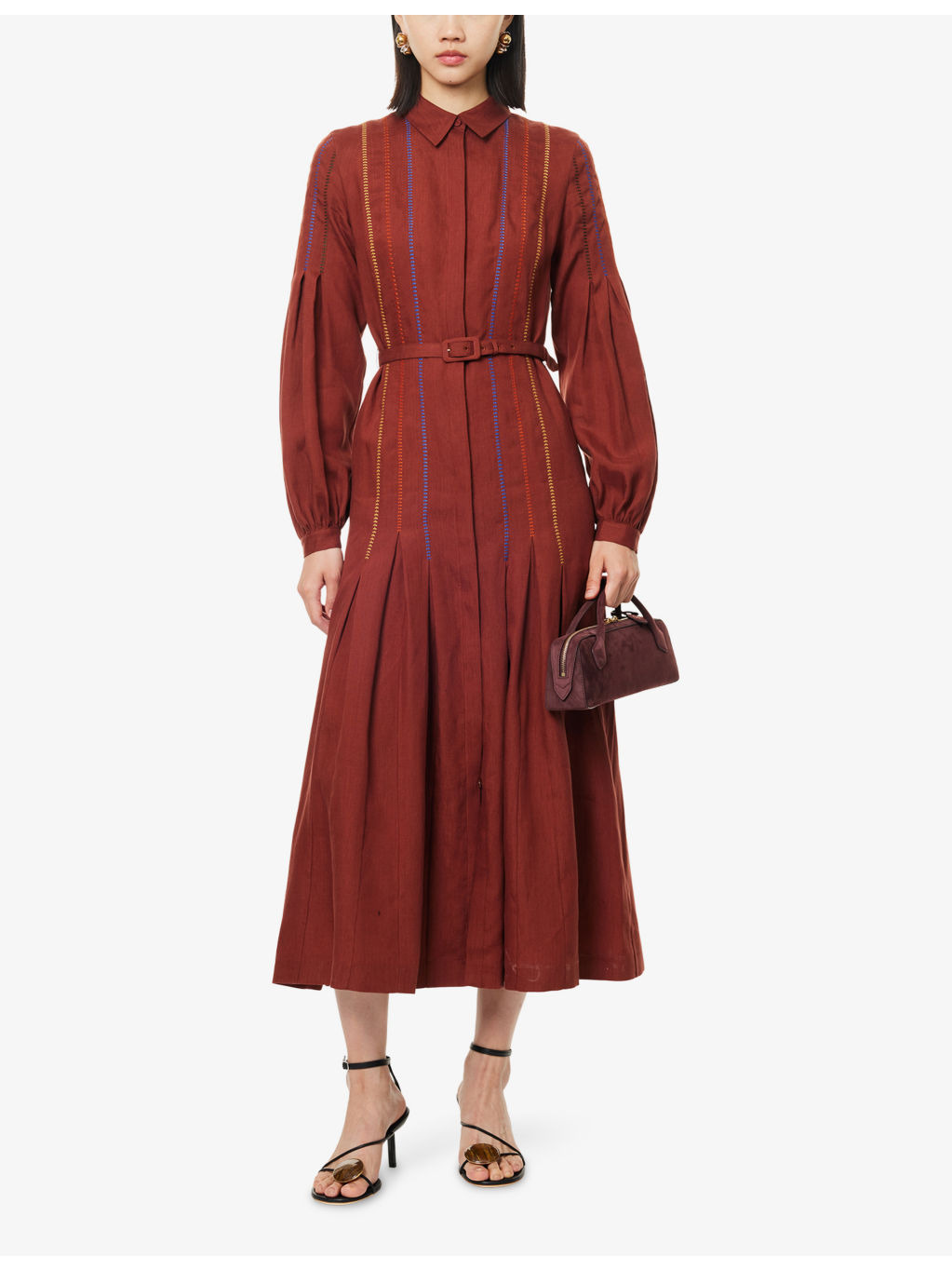 Aleka Pleated Linen Midi Dress - 2