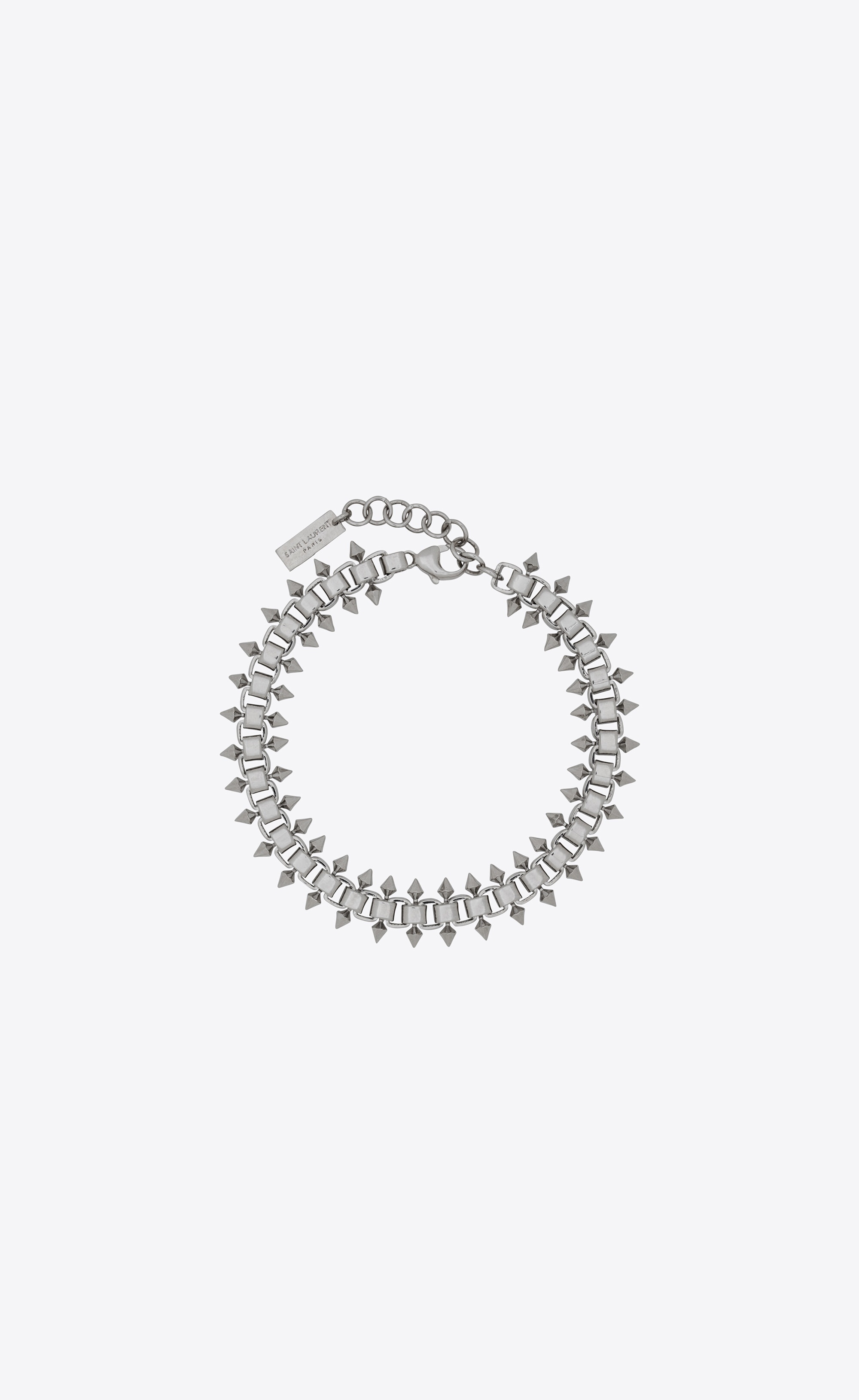 square and spikes chain bracelet in metal - 1
